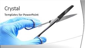  Presentation with surgical gloves - Beautiful theme featuring someone wearing gloves holding surgical backdrop and a white colored foreground