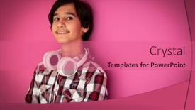  Presentation with back school - Presentation theme featuring someone-young-with-a-backpack background and a coral colored foreground