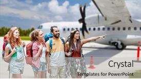  Presentation with air plane - Presentation design consisting of something over plane on airfield background and a light gray colored foreground