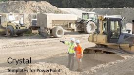  Presentation with construction site construction - Presentation theme with something to colleague at construction background and a coral colored foreground