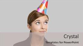  Presentation with 75th birthday photos heading - Slide deck consisting of something with a birthday hat background and a  colored foreground