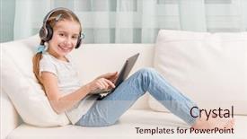  Presentation with note book - PPT theme enhanced with something with headphones and note background and a  colored foreground