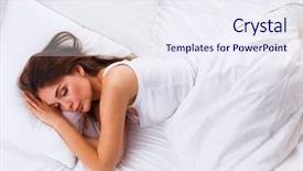  Presentation with bed - Colorful presentation design enhanced with sommeil - beautiful girl sleeps backdrop and a sky blue colored foreground