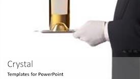  Presentation with sommelier - Presentation theme with sommelier-holding-a-bottle background and a white colored foreground