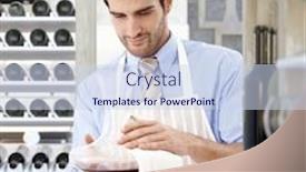  Presentation with sommelier - Presentation consisting of sommelier-holding-decanting-carafe-wine background and a sky blue colored foreground