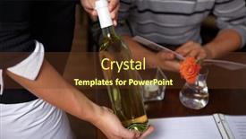  Presentation with sommelier - Colorful presentation theme enhanced with sommelier-shows-guests-a-bottle backdrop and a tawny brown colored foreground