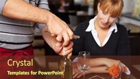  Presentation with sommelier - Amazing slide deck having sommelier-uncorks-wine-bottle backdrop and a tawny brown colored foreground