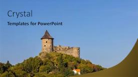  Presentation with border - Presentation design enhanced with somoska-castle-on-slovakia-hungarian background and a teal colored foreground