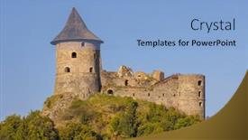  Presentation with border - PPT theme consisting of somoska-castle-on-slovakia-hungarian background and a light blue colored foreground