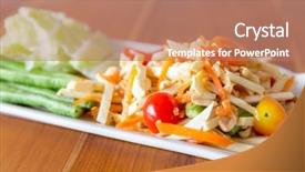  Presentation with papaya - Presentation design having somtum durian and papaya spicy background and a coral colored foreground