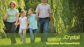  Presentation with family children - PPT theme consisting of son and daughter is walking background and a  colored foreground