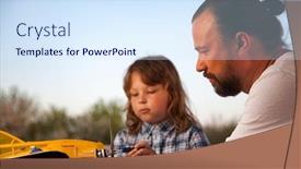  Presentation with radio - Presentation theme with son-and-father-made-homemade background and a sky blue colored foreground