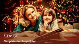  Presentation with happy new year - Amazing slides having son are reading a book backdrop and a tawny brown colored foreground