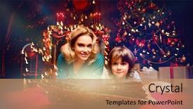  Presentation with family reading - Presentation theme consisting of son are reading a book background and a coral colored foreground