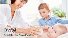  Presentation with newborn - Presentation design enhanced with son bathe newborn baby background and a lemonade colored foreground