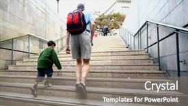  Presentation with catholic father son hoyly spirit - Presentation with son climbs up the stairs background and a gray colored foreground