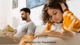  Presentation with homework - Presentation theme featuring son-doing-his-homework background and a coral colored foreground