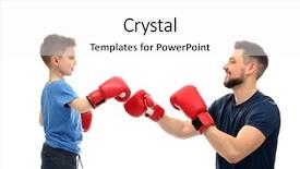  Presentation with boxing - Presentation design enhanced with son during boxing training background and a white colored foreground
