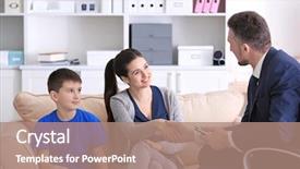  Presentation with teacher parent - PPT layouts featuring son during teacher-parent meeting background and a coral colored foreground