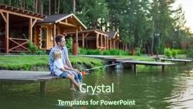  Presentation with fishing - Colorful PPT theme enhanced with dad and son fishing backdrop and a  colored foreground