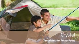  Presentation with fishing - Amazing slides having son fishing with his father backdrop and a coral colored foreground