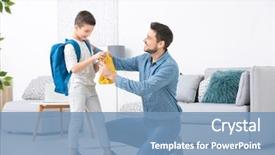  Presentation with helping man mouintain - Cool new slide deck with son get ready for school backdrop and a teal colored foreground