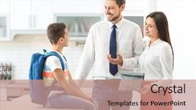  Presentation with education school literature reading - Cool new theme with son get ready for school backdrop and a coral colored foreground