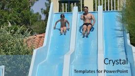  Presentation with catholic father son hoyly spirit - Amazing PPT theme having son going down water slide backdrop and a light blue colored foreground