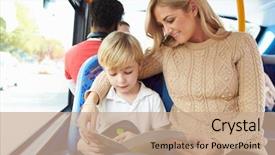  Presentation with school bus - Theme with son going to school background and a coral colored foreground