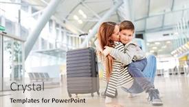  Presentation with airport terminal - PPT theme consisting of son-greets-mother background and a soft green colored foreground