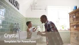  Presentation with catholic father son hoyly spirit - Slide deck featuring son having fun at bath background and a gray colored foreground