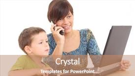  Presentation with old - Presentation theme having son having fun with computer background and a coral colored foreground