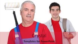  Presentation with decorate - PPT theme enhanced with son-helping-father-decorate background and a  colored foreground