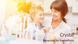  Presentation with baby bottle - Slide set consisting of son helps mother to bottle background and a lemonade colored foreground