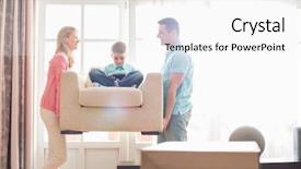  Presentation with parents - Beautiful PPT theme featuring son on armchair in new backdrop and a white colored foreground