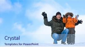  Presentation with catholic father son hoyly spirit - Beautiful slides featuring son on beautiful winter day backdrop and a sky blue colored foreground