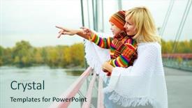 Presentation with indian mother son - Colorful PPT theme enhanced with son outdoor on the bridge backdrop and a  colored foreground
