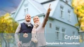  Presentation with real estate tax - Colorful slide deck enhanced with son over living house background backdrop and a  colored foreground