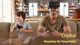  Presentation with virtual reality - Presentation with son play computer game background and a tawny brown colored foreground