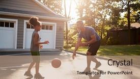  Presentation with basketball - Audience pleasing theme consisting of son playing basketball on driveway backdrop and a coral colored foreground