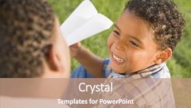  Presentation with race - Slide deck consisting of son playing with paper airplanes background and a coral colored foreground