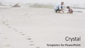  Presentation with footprints sand - Theme enhanced with son playing with sand background and a light gray colored foreground