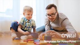  Presentation with baby blocks - Presentation theme with son playing with toy blocks background and a coral colored foreground