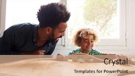  Presentation with catholic father son hoyly spirit - Slides featuring son playing with toy train background and a lemonade colored foreground