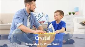  Presentation with laundry - Beautiful presentation theme featuring son preparing clothes for laundry backdrop and a ocean colored foreground