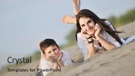  Presentation with sand play - Beautiful PPT theme featuring son relaxing and play ind backdrop and a  colored foreground