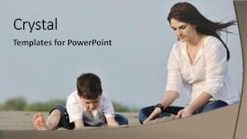  Presentation with sand play - Audience pleasing slides consisting of son relaxing and play ind backdrop and a  colored foreground