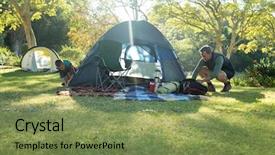  Presentation with tent - Audience pleasing presentation consisting of son setting up the tent backdrop and a seafoam green colored foreground