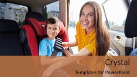  Presentation with mom baby - Slide deck enhanced with son sitting in baby seat background and a coral colored foreground