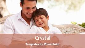  Presentation with father and son - Presentation theme enhanced with son sitting in garden reading background and a coral colored foreground